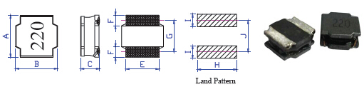 NSLP-P貼片功率電感實物圖片與三視圖