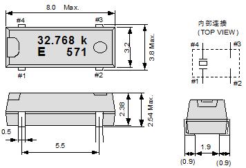 8032貼片晶振外部尺寸圖